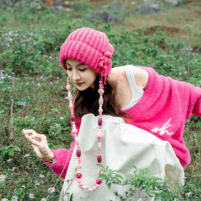 芽小七原创弗洛伊德熊毛线帽针织百搭萌妹2023新款秋冬新品