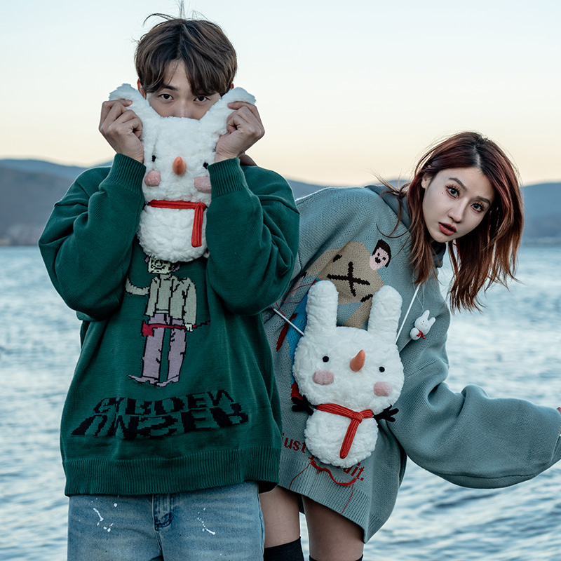 芽小七原创手工雪人兔斜挎包迷你小包包女潮斜挎单肩手机包小清新