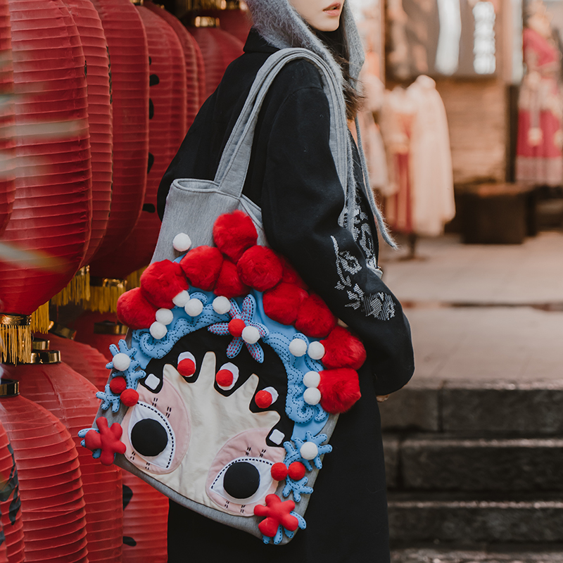 芽小七原创小众中国风虞姬单肩包笔记本电脑包女大学生国潮