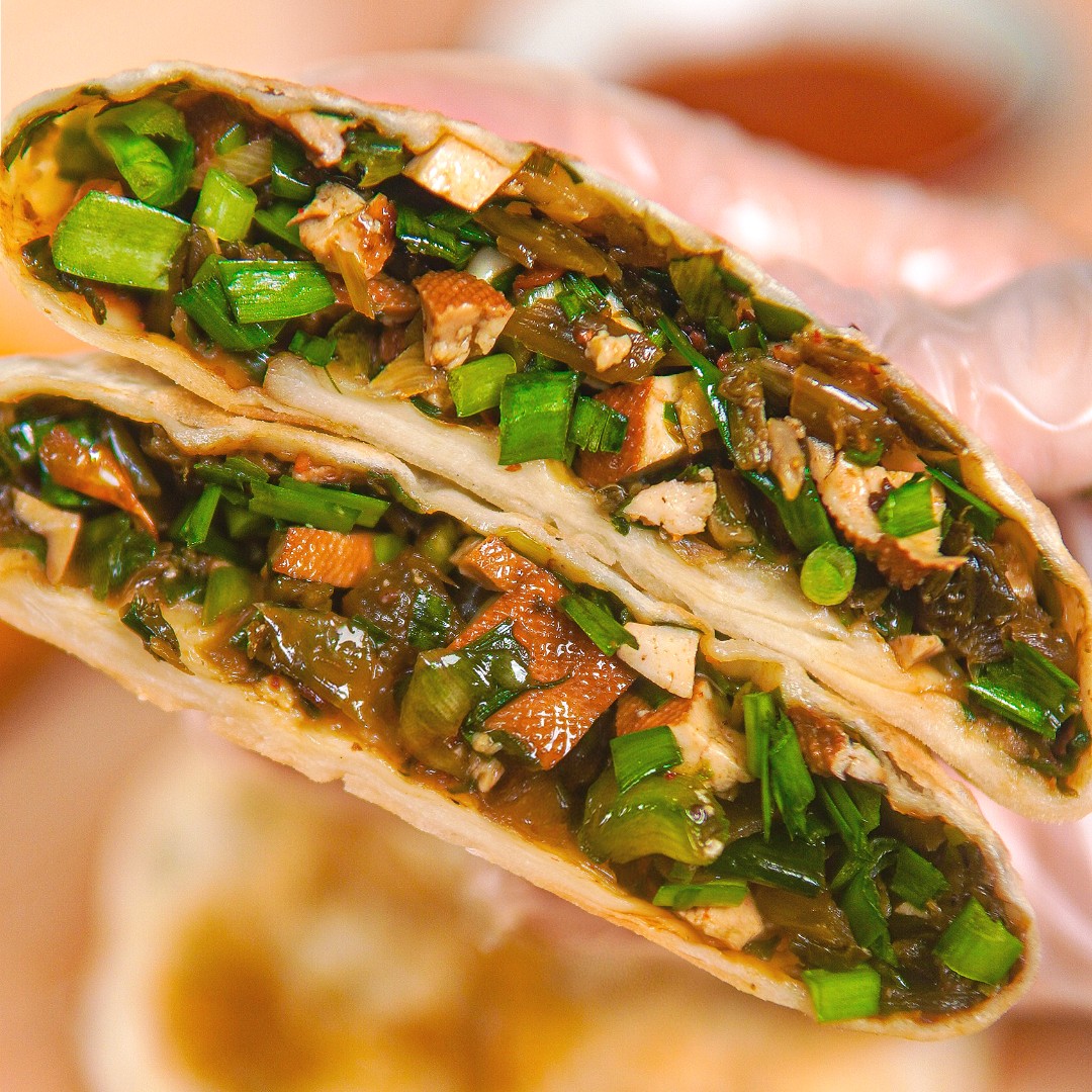 韭菜香干素馅饼