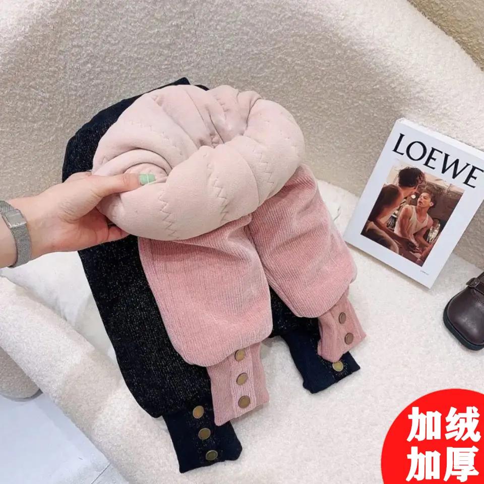 静静潮童女童冬季三层加绒加厚夹棉打底裤2023宝宝一件过冬
