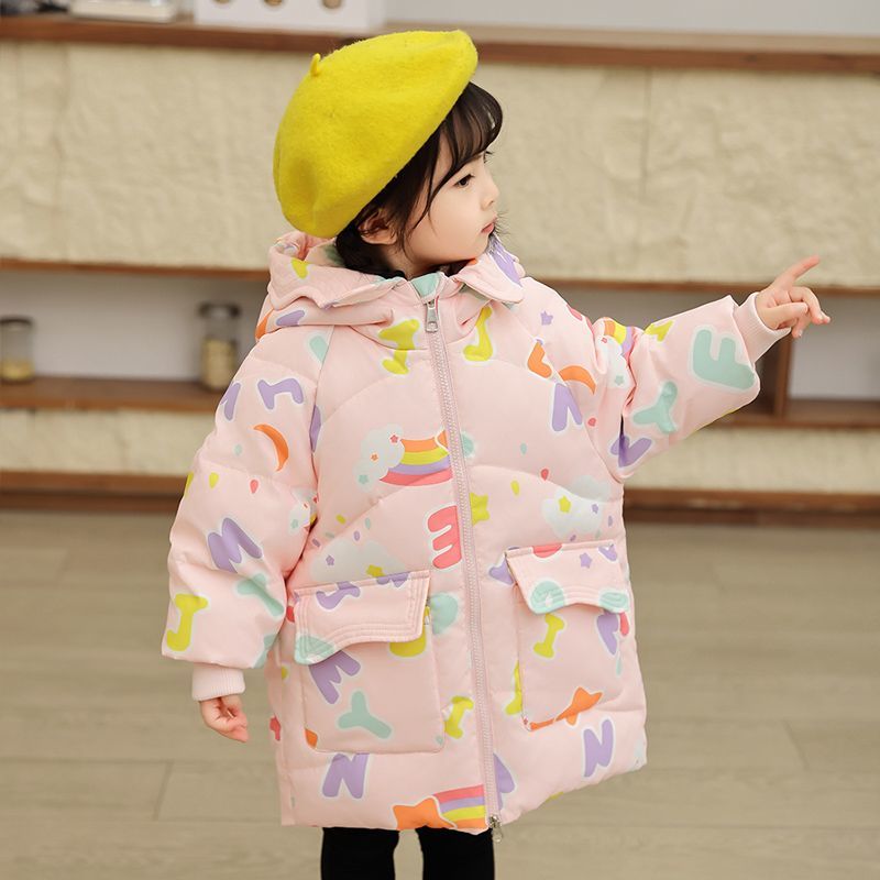 波司登儿童羽绒服小女孩中长款白鸭绒童装2023新款女童中小童冬季