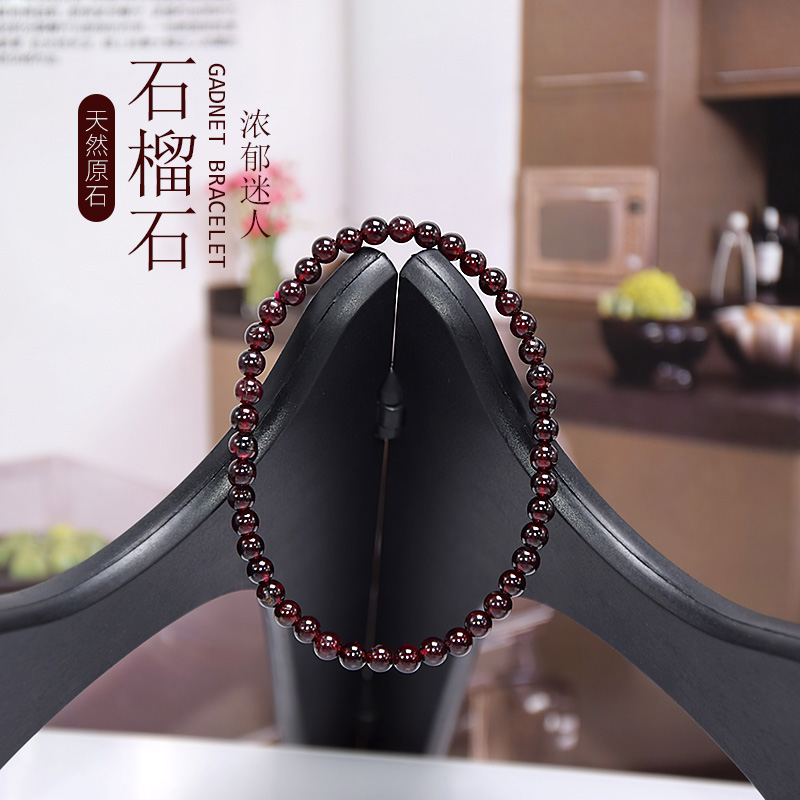 石榴石圆珠手串女款简约手工紫色素圈时尚极光单圈手链百搭饰品