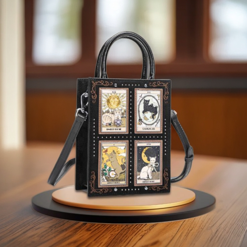 蒽薆原创设计百搭单肩女包 猫咪主题手提小方包女时尚轻奢印花