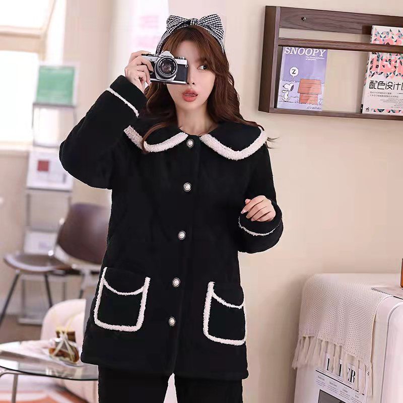 娃娃领女大码套装睡衣家居服套装翻领家居服加厚冬季2125款家居服