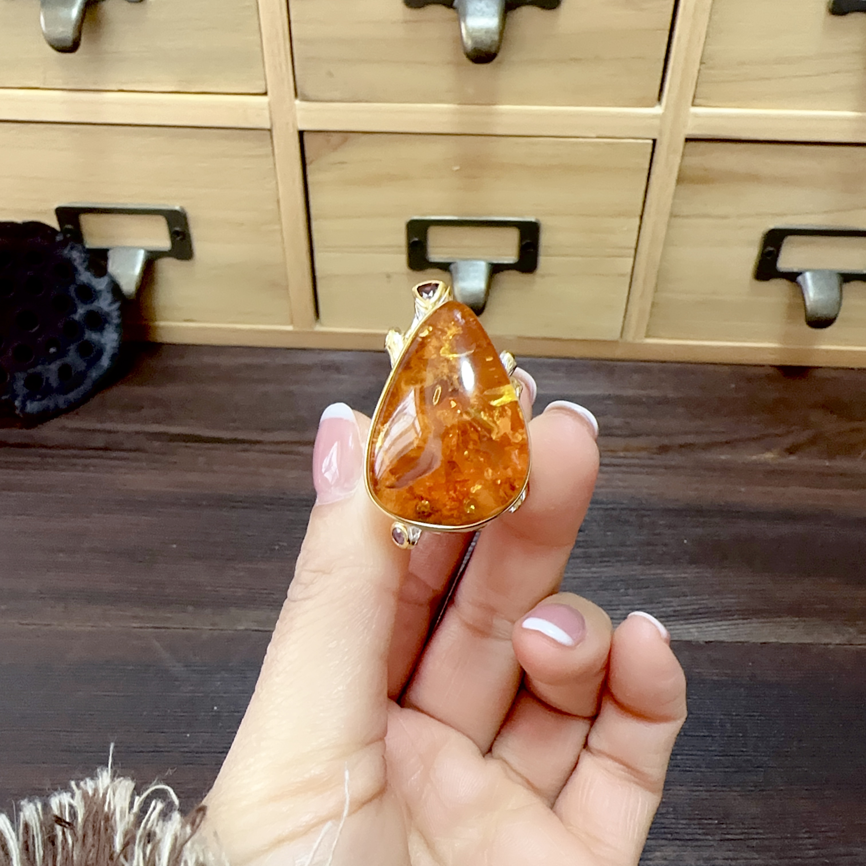 【古香古色】复古s925银蜜蜡琥珀戒指（大版慎拍）