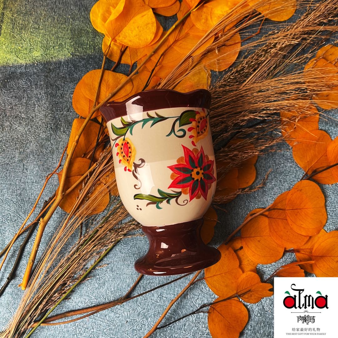 阿勒玛 新疆包邮【秋日花语】加厚防烫轻奢餐盘欧式筷子筒   