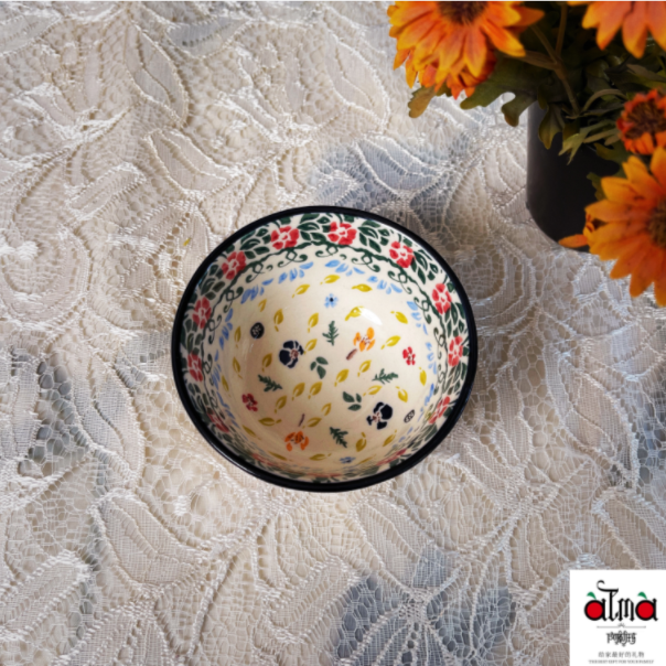 阿勒玛 新疆包邮（多彩生活）家用面碗手绘陶瓷加厚4寸茶碗 6个 