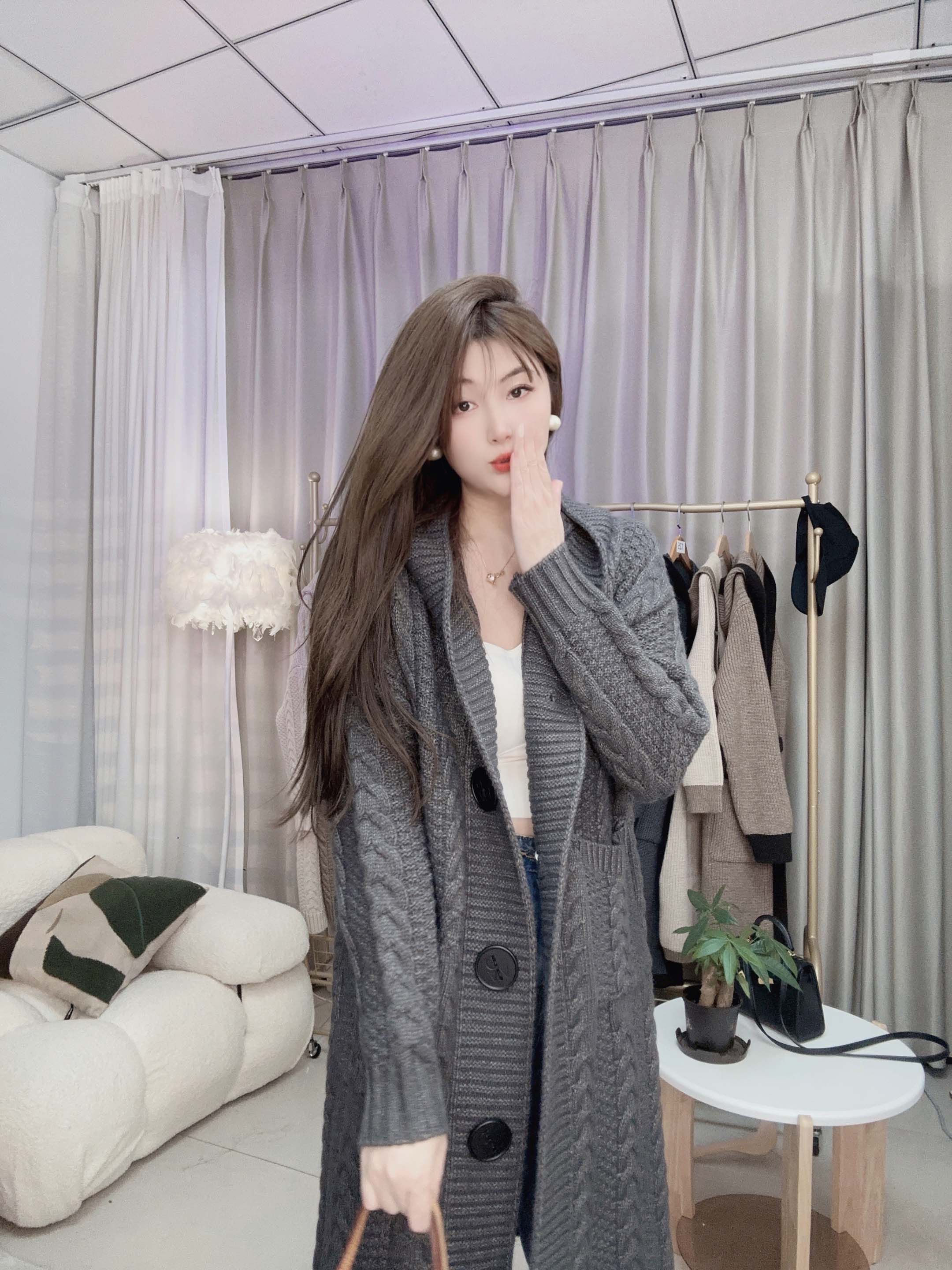 631韩版百搭加厚保暖中长款针织开衫女2025秋冬新款休闲连帽外套