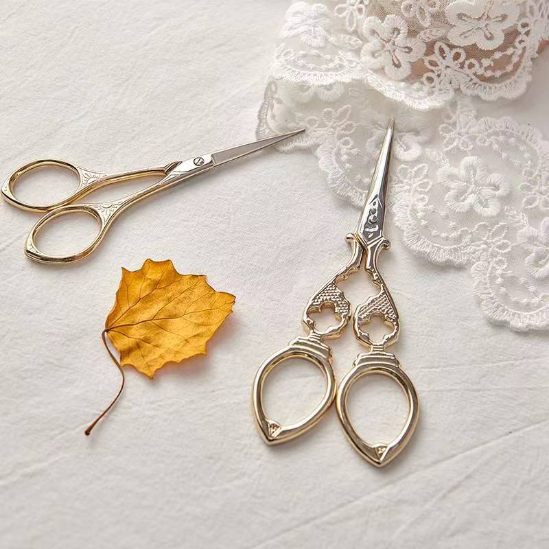 .小剪刀泡袋家用日式风茶艺剪DIY十字绣复古剪刀铆钉衔接固定