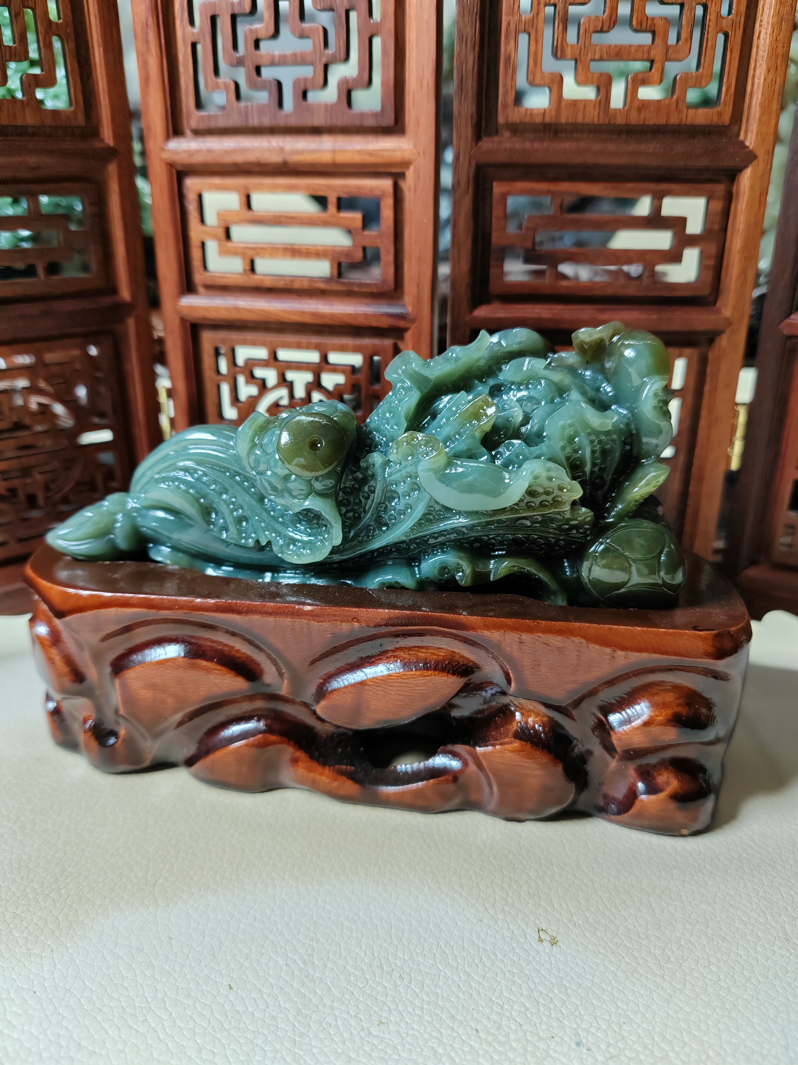 和田玉新疆且末蓝高品质摆件《百财》