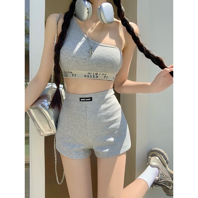 2024春夏新款高腰休闲百搭定标紧身a字黑色短裤女显瘦弹力热裤子