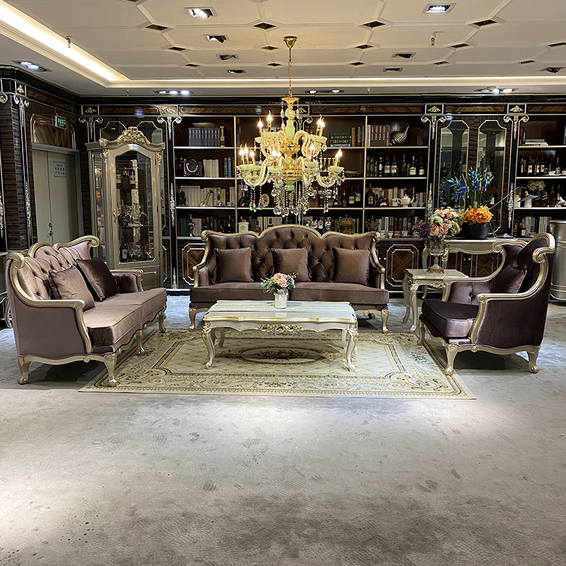 欧式布艺沙发123组合 法式新古典沙发香槟色客厅可拆冼实木沙发