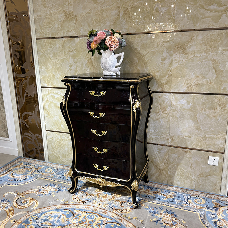 法式宫廷实木五斗柜 欧式奢华雕花储物柜 客厅装饰柜配套客厅家具