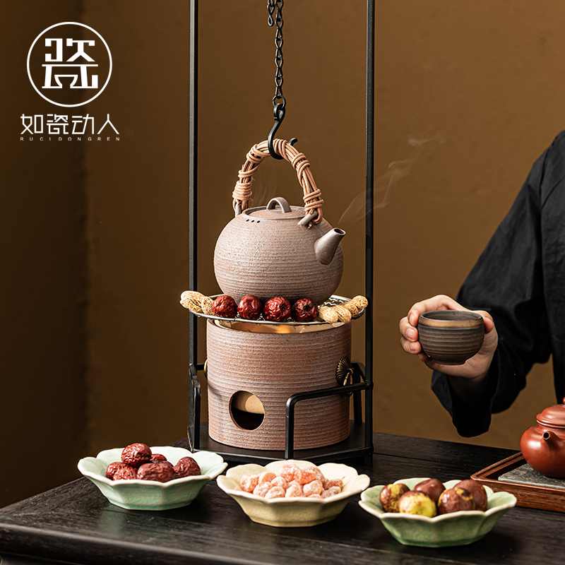 围炉煮茶曲剧全套功夫茶具挂钩煮茶炉茶壶户外室内烧炭烧水提梁壶