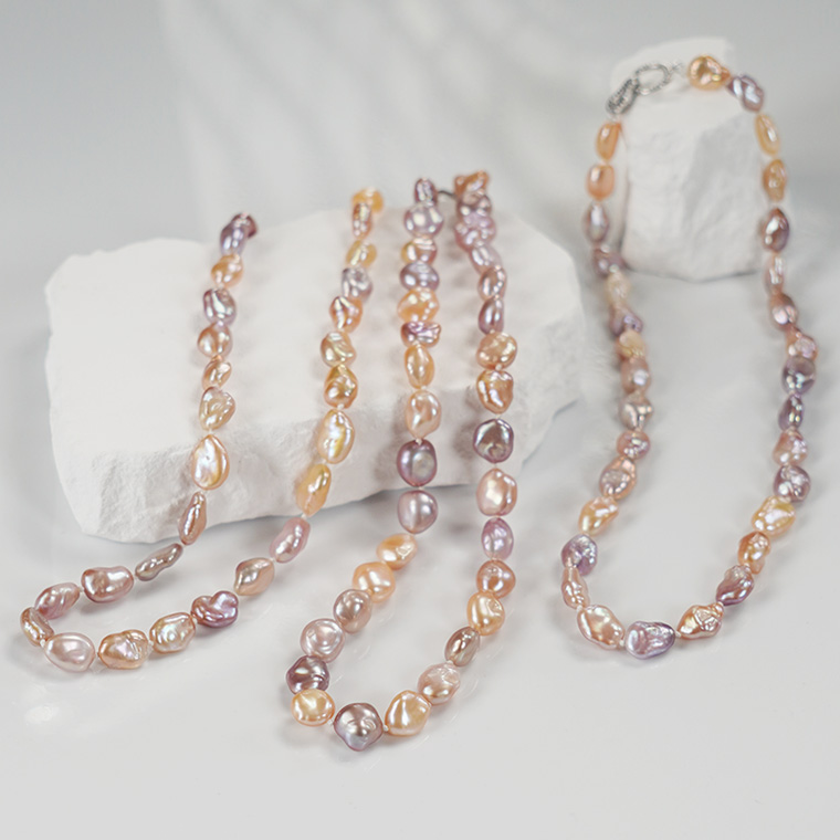 【粉紫大KS】天然巴洛克珍珠满串项链 多样性发货