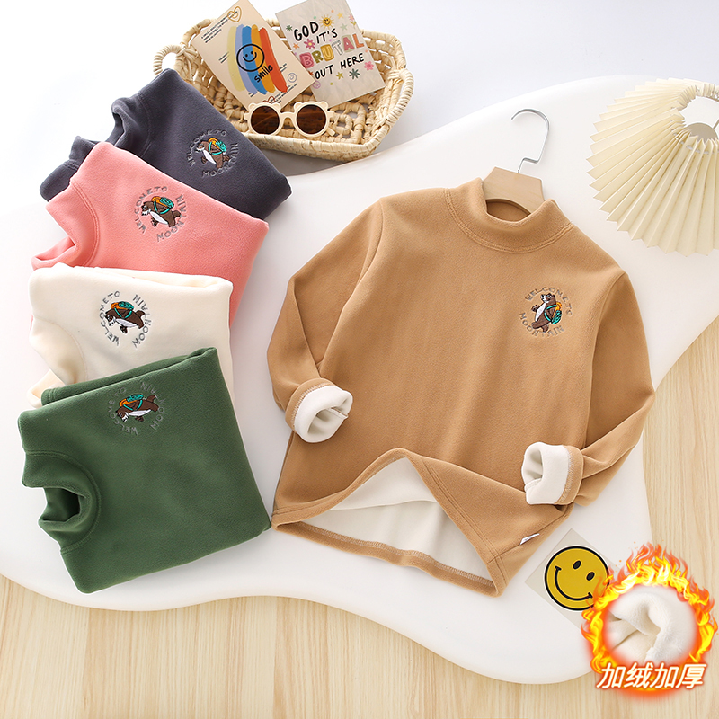 加绒保暖2025秋冬儿童加厚打底半高领大弹力舒适柔软休闲百搭长袖