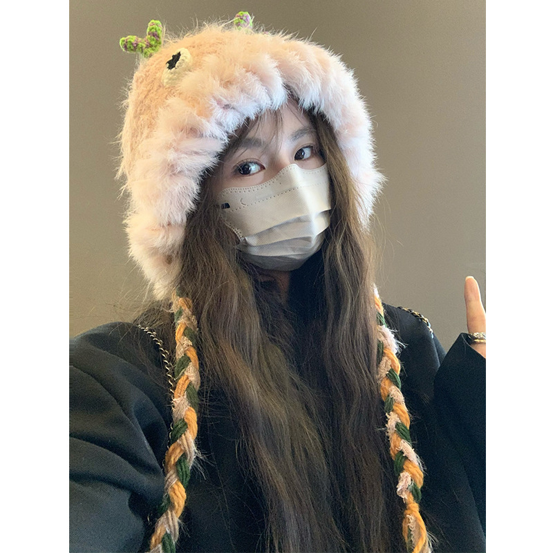 （儿童款）小怪兽2023新款龙角小怪兽手工针织帽子秋冬季保暖可爱