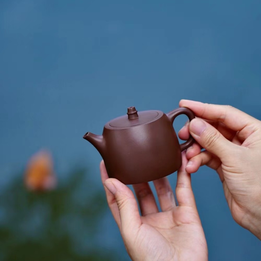 【手印紫砂】宜兴紫砂壶汉铎壶革紫泥130cc全手工茶器茶壶手制