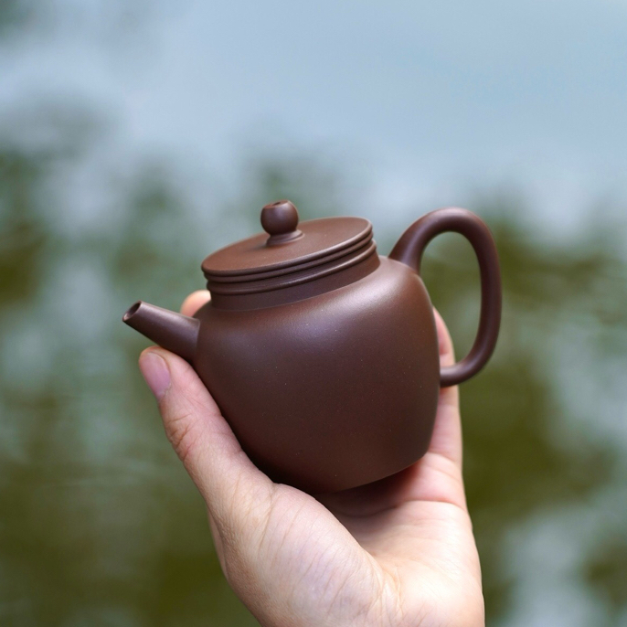 手印紫砂无极紫砂壶泥壶原矿紫泥茶壶全手工收藏器红泥纯手工茶具