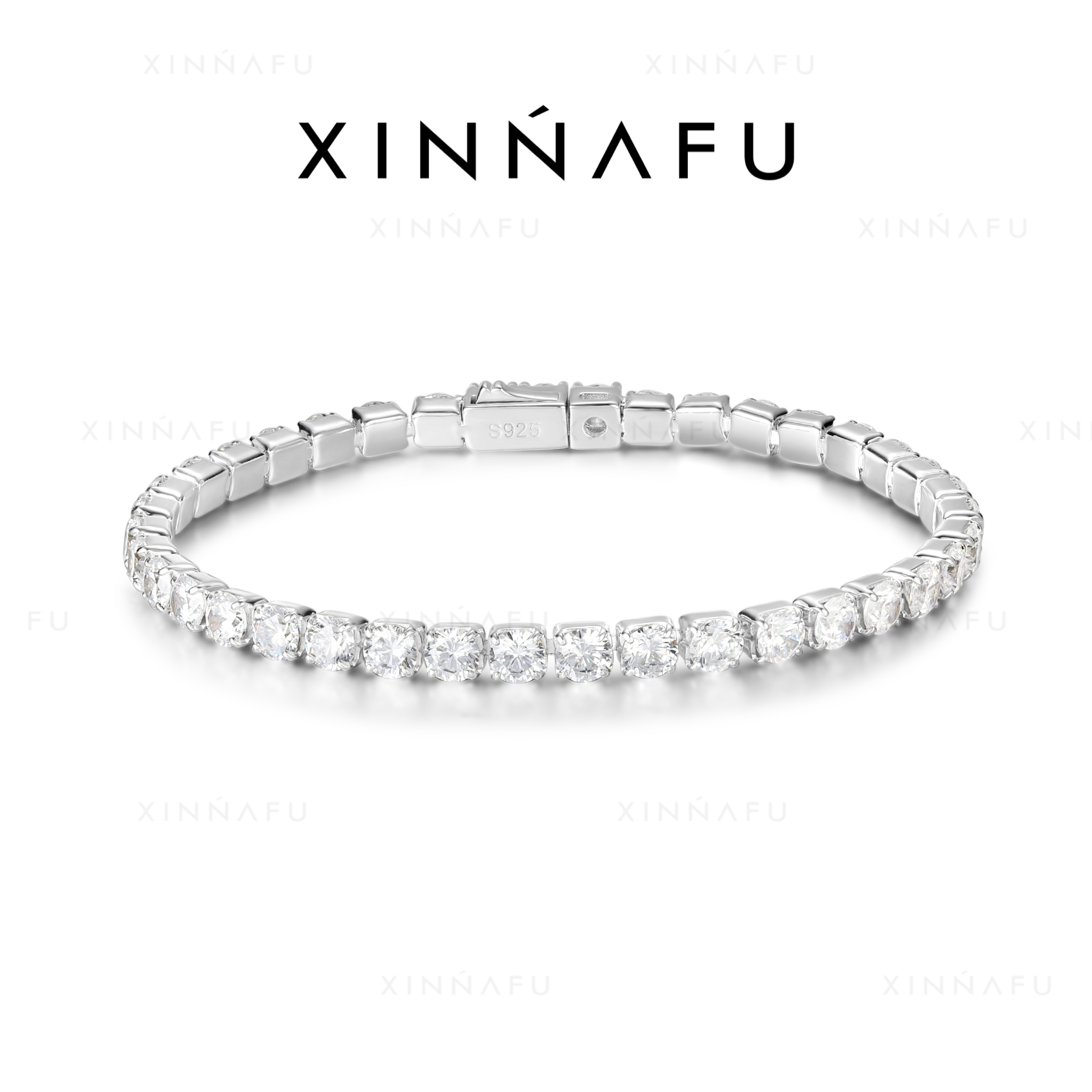 925银合成锆石手链 “银河”满钻网球手链轻奢气质