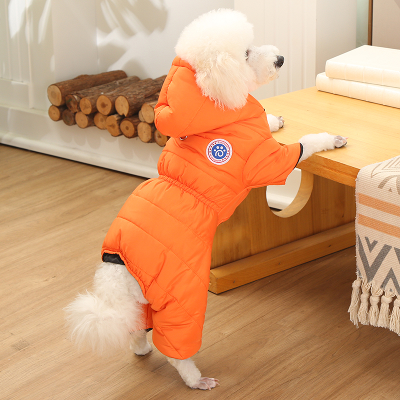 可牵引狗狗衣服秋冬棉衣小型犬泰迪比熊博美冬季保暖棉服四脚衣