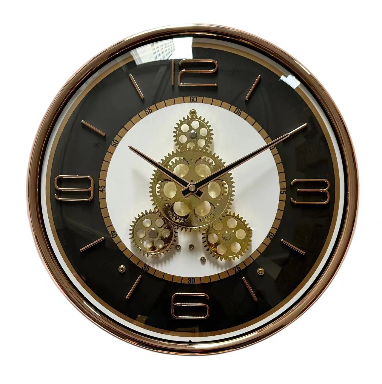 康巴丝时尚创意齿轮美式可动挂钟家用简约静音壁钟客厅个性挂表