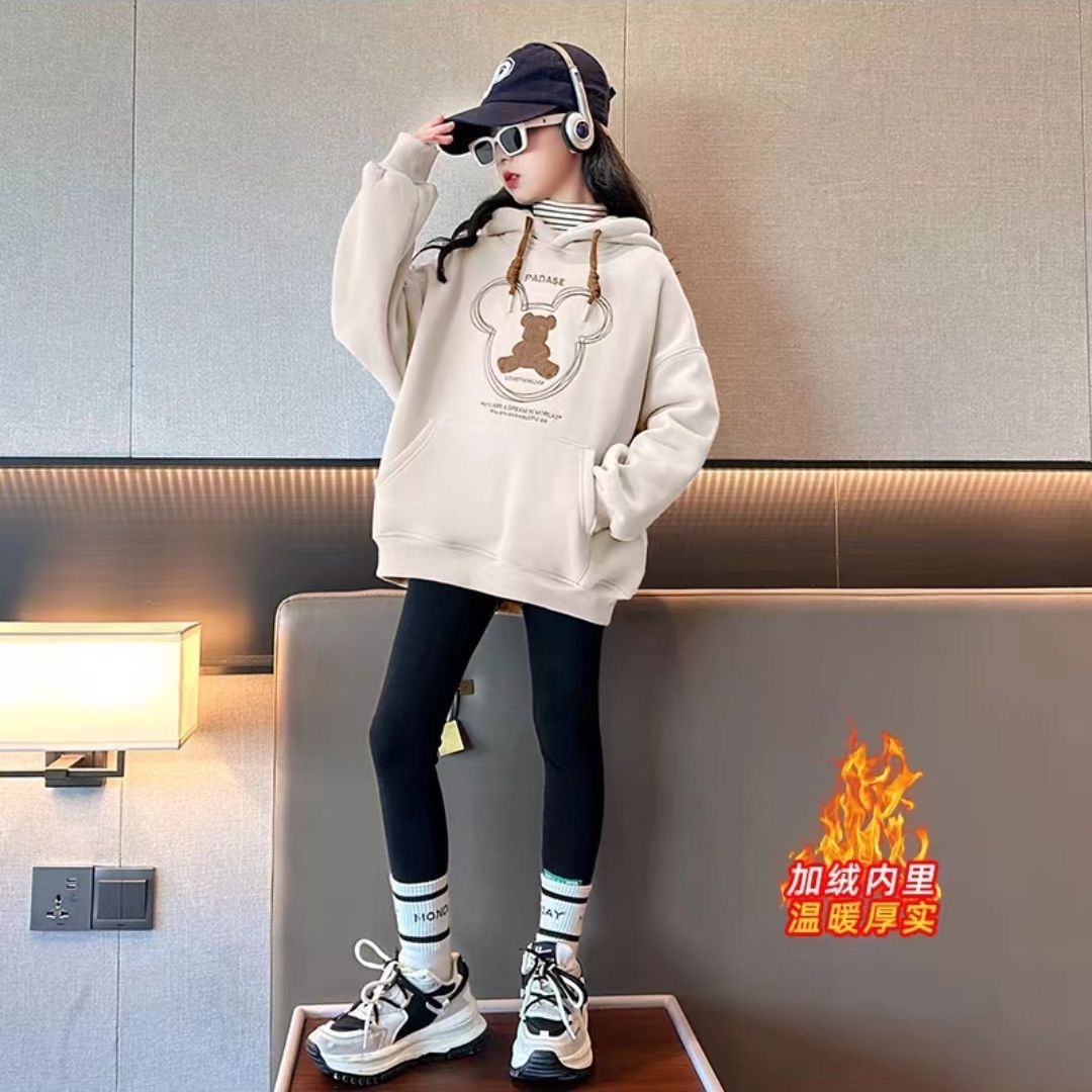【小扬哥推荐】女童卫衣冬款加绒连帽春装新款儿童时髦洋气上衣中