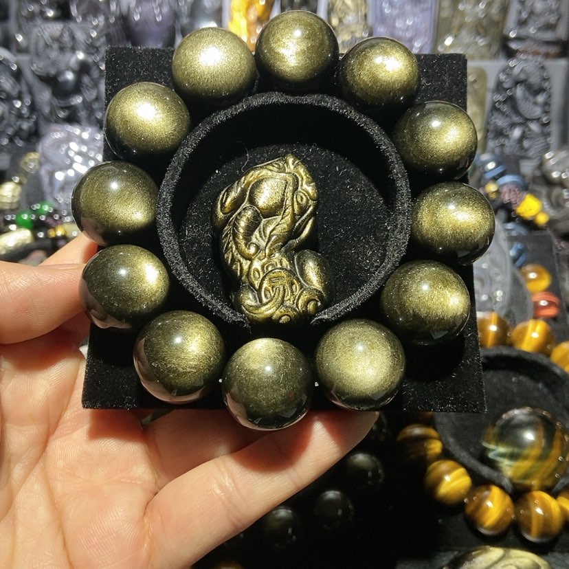 【闪购商品】黑曜岩手链未镶嵌小**?