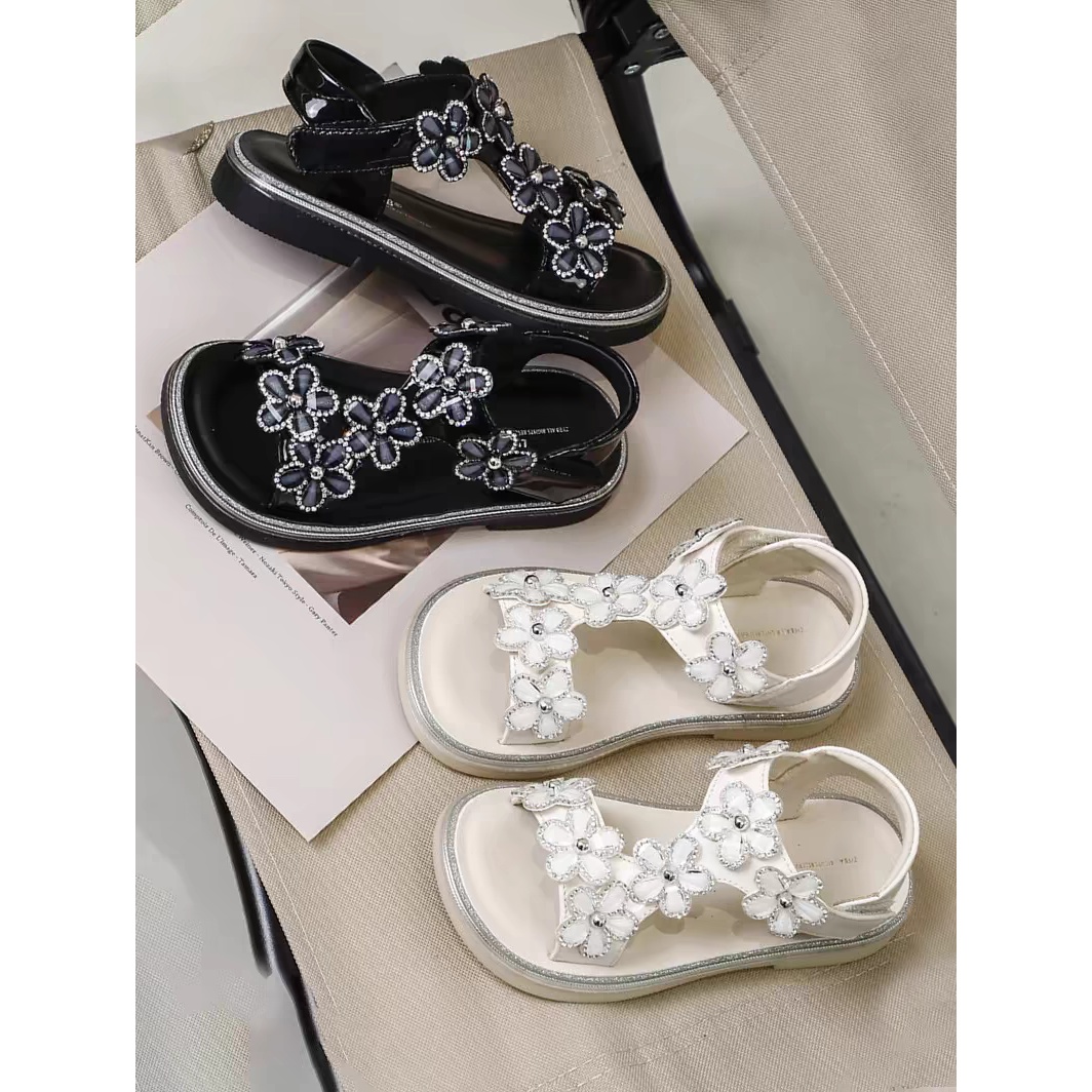 【新款水钻花花26码】66266 立体花朵水钻淑女 软底 亮闪闪凉鞋