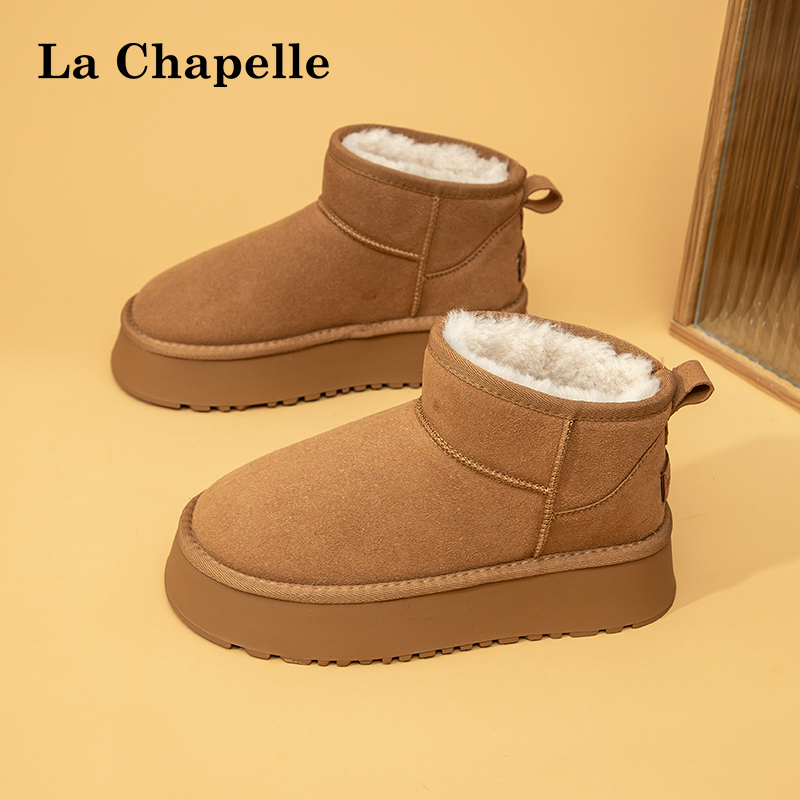 拉夏贝尔厚底时尚雪地靴女明星同款冬季新款防寒加厚保暖防滑女鞋