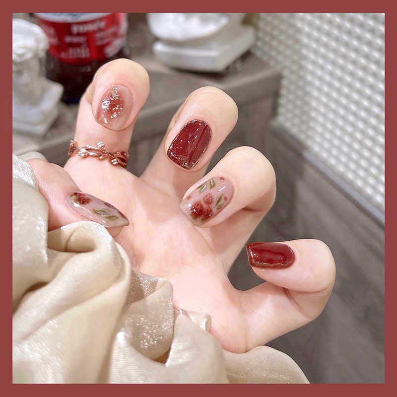 喵公子【覆盆子】【设计师款】喵公子纯手工穿戴甲可拆卸美甲光疗甲