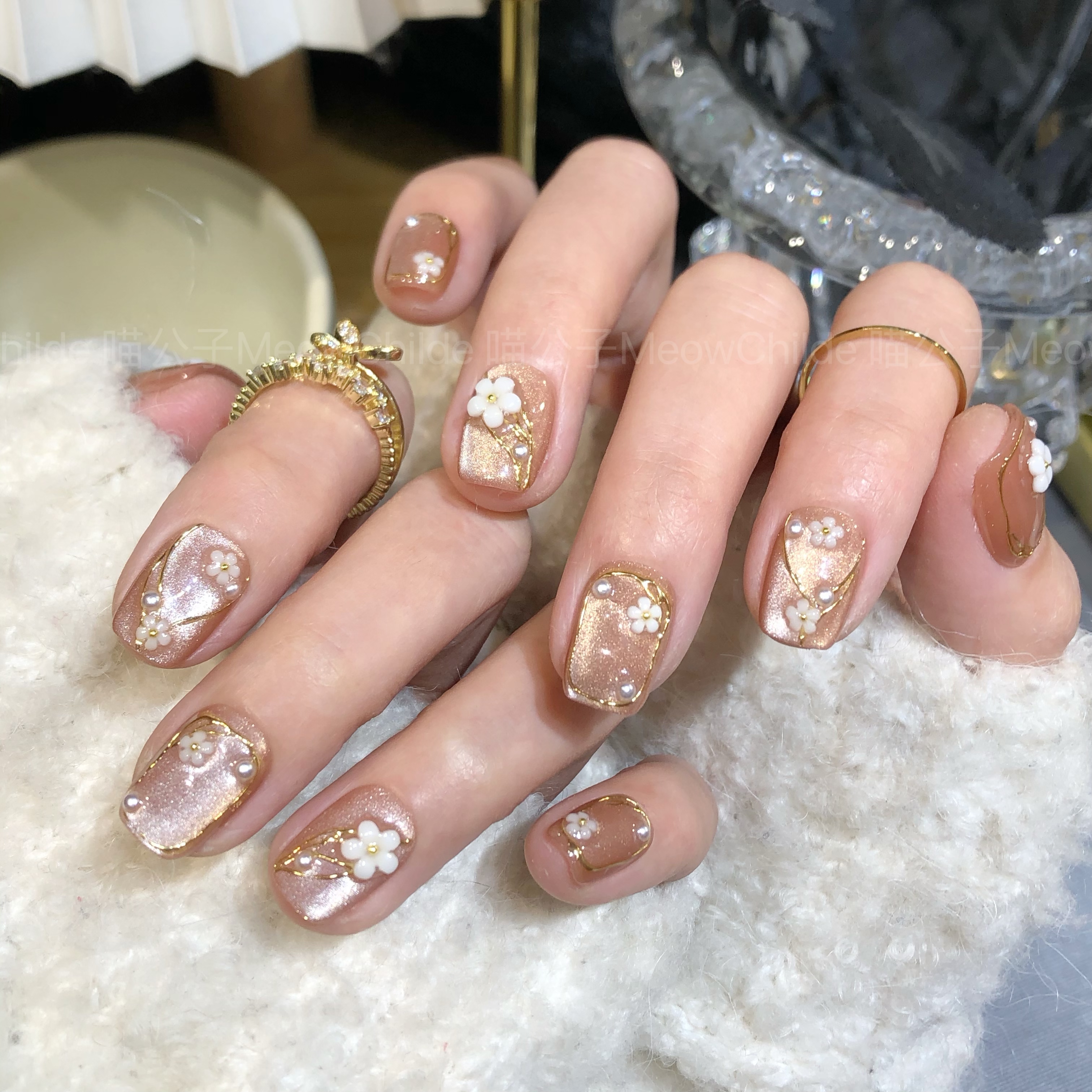 喵公子【花未落】【喵公子】纯手工穿戴甲可拆卸美甲光疗甲