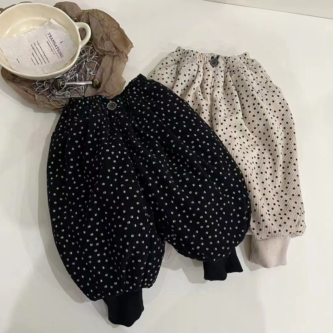 【肉包】2024童装新款儿童韩版加绒休闲裤宝宝加厚冬季棉裤女童裤