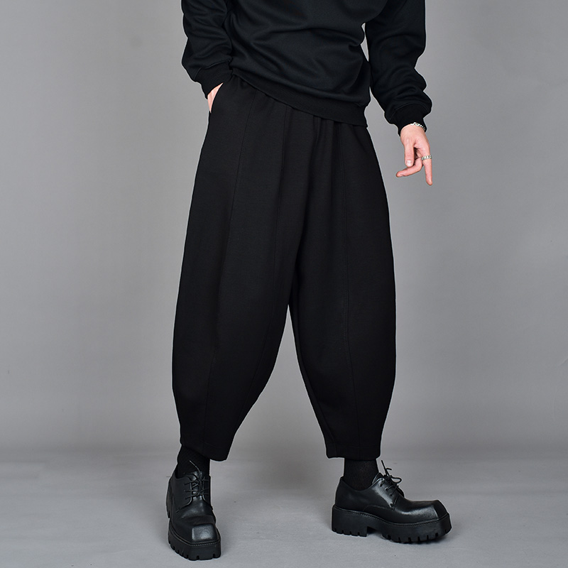冬季阔腿九分裤男潮流日韩系灯笼裤大码宽松小脚休闲发型师萝卜裤