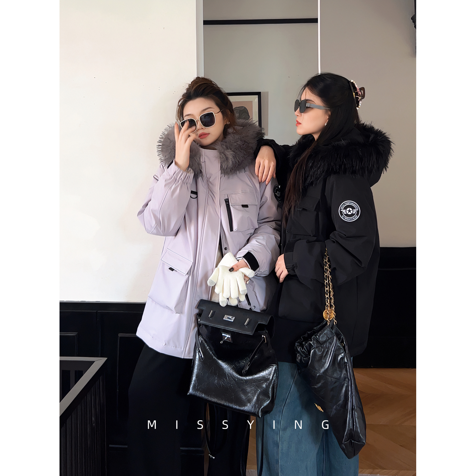 应小姐【冰川派克】微胖大码显瘦韩系保暖连帽加厚白鸭绒派克羽绒服