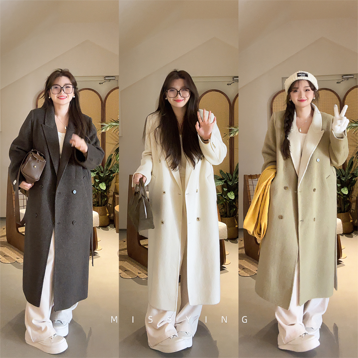 应小姐【熹野】微胖大码韩版显瘦气质休闲百搭宽松小众简约大衣外套