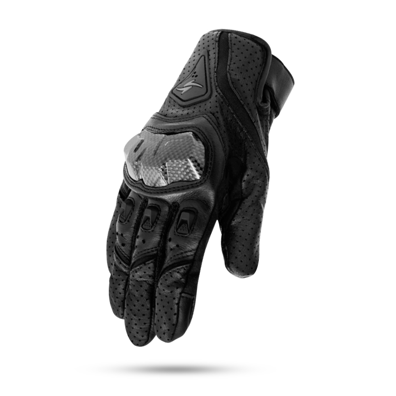 黑碳纤手套 摩托车骑行手套四季皮防摔护具透气
