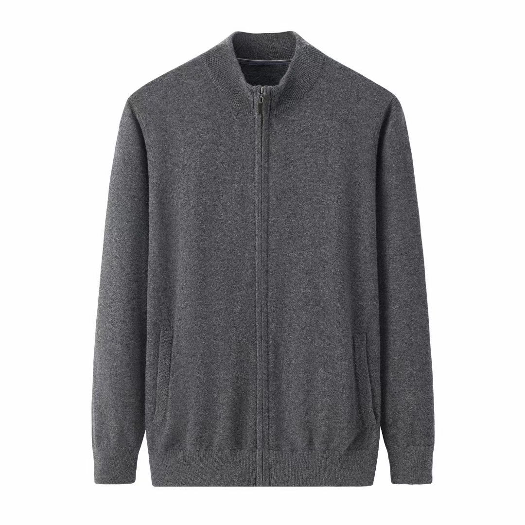 鄂尔多斯市贝绒羊绒立领拉链男开衫