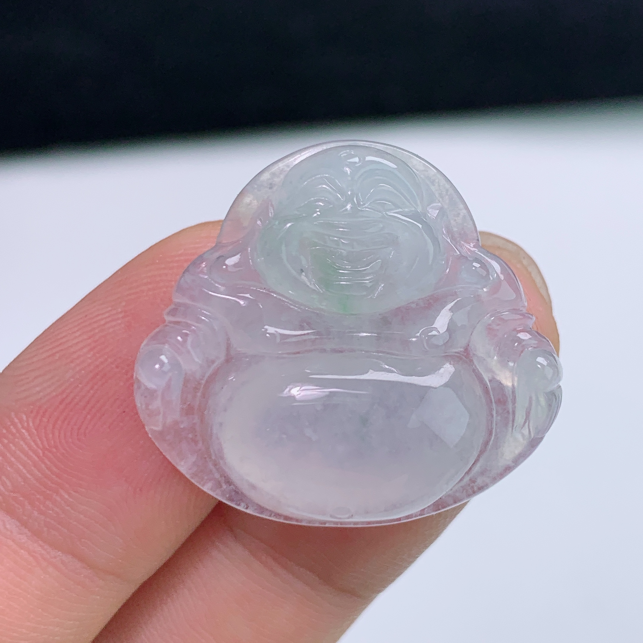 缅甸天然A货翡翠冰种飘绿佛公吊坠