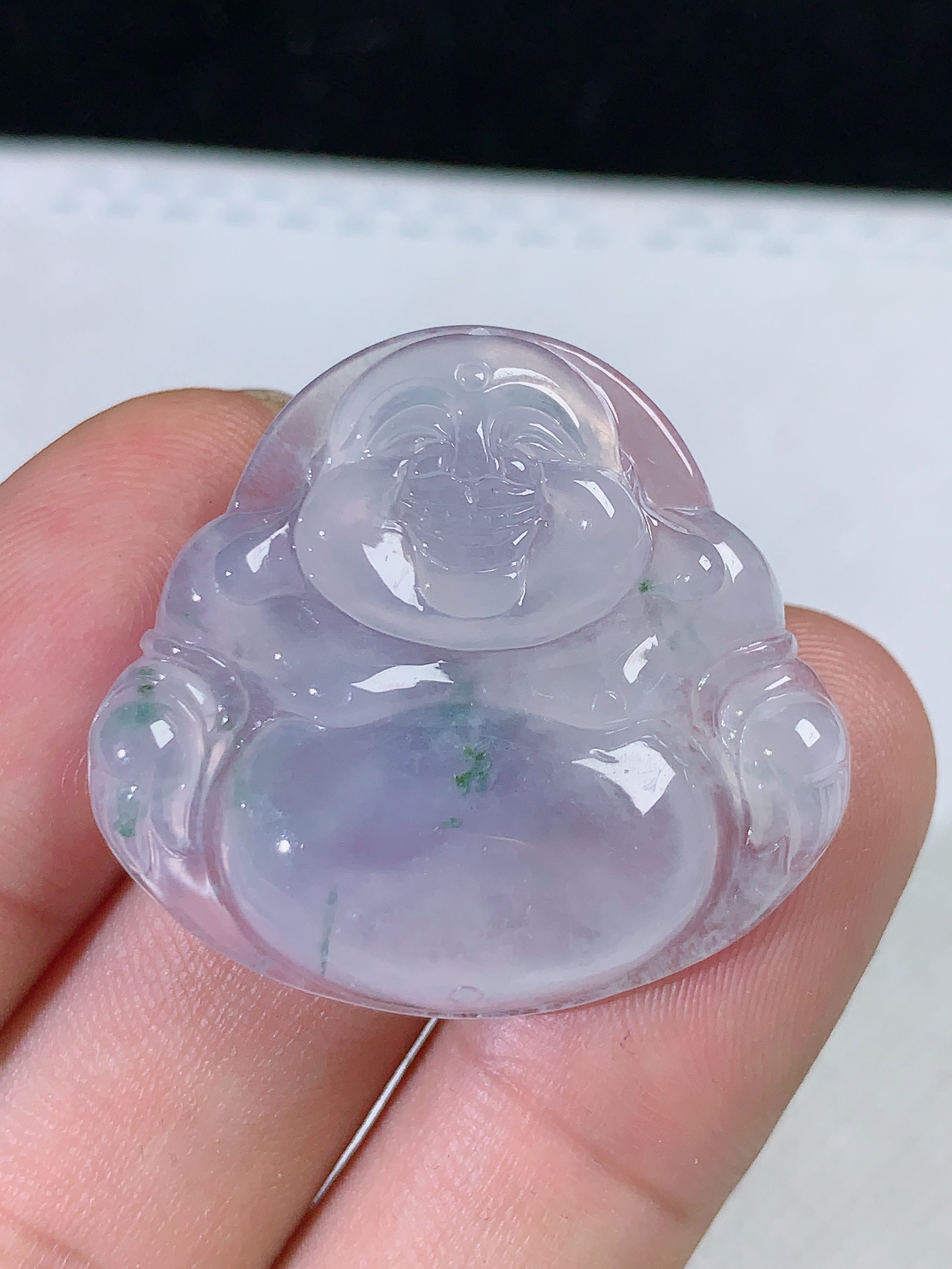 缅甸天然A货翡翠冰润紫罗兰佛公吊坠冰透颈饰时尚气质