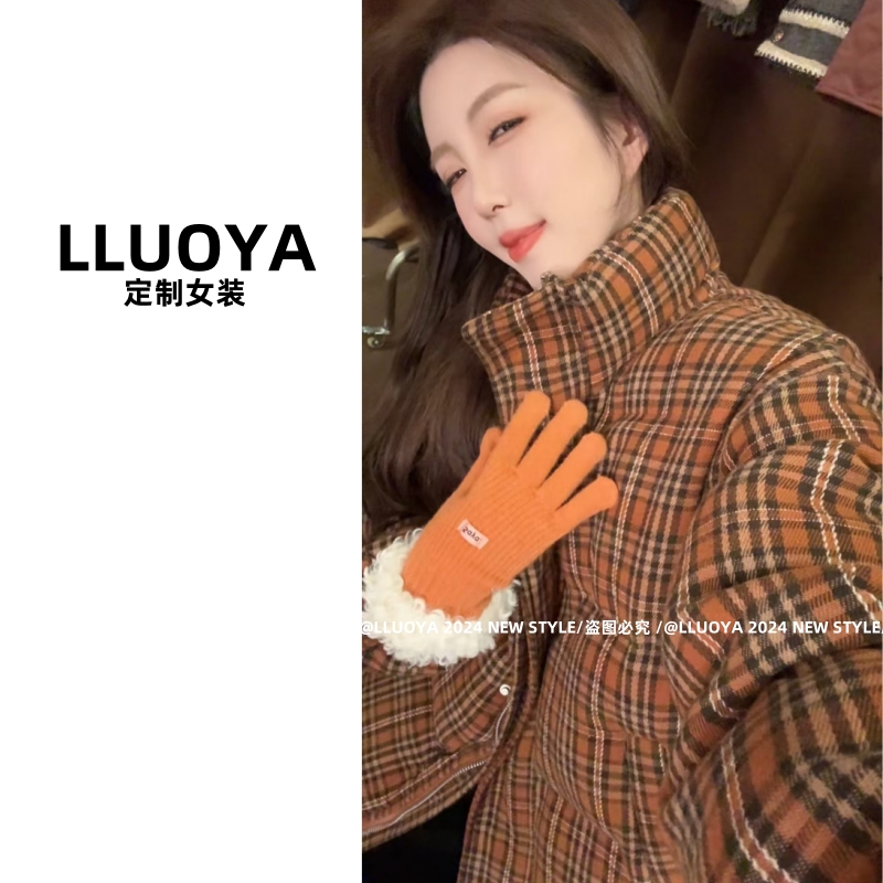 LLUOYA - 超厚实复古格子面包服棉服外套