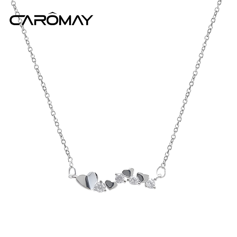 CAROMAY 非金属项链 闪钻爱心设计轻奢简约高级设计锁骨链X83008
