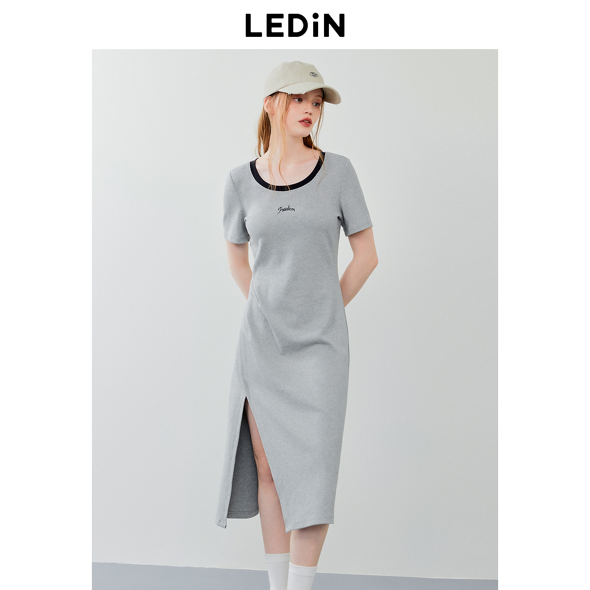 【小余专属】乐町开衩打褶连衣裙