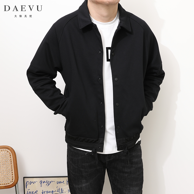 DAEVU春秋新款日系大号潮胖子加肥加大码短款男士翻领夹克外套