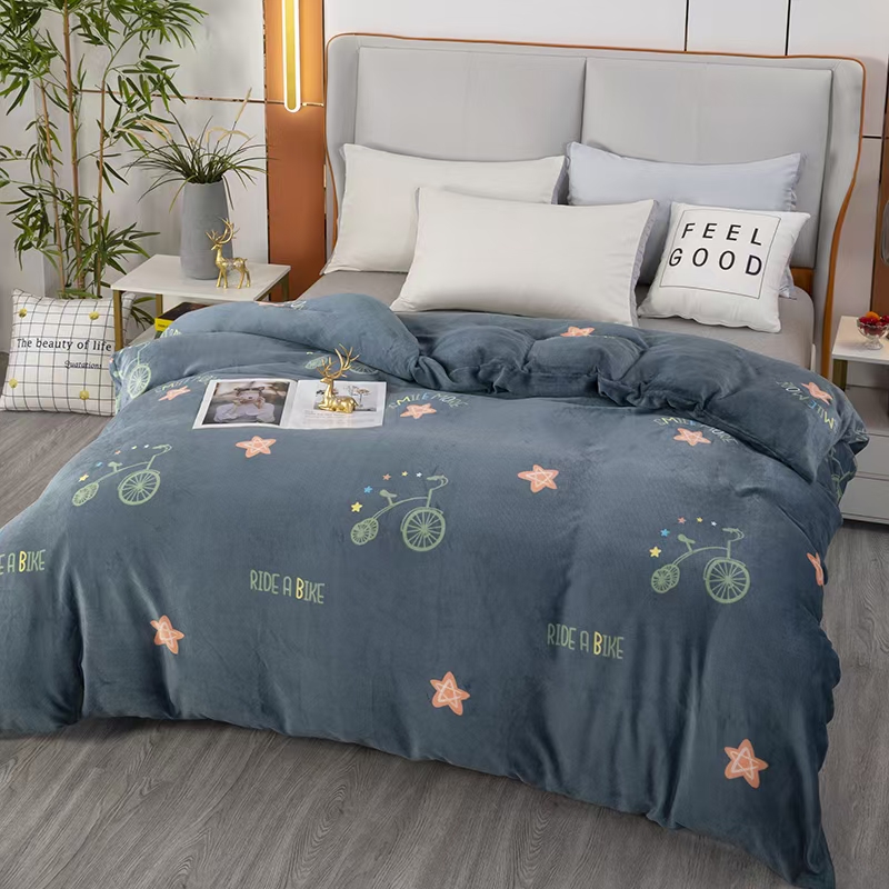 牛奶绒被套单件珊瑚绒加绒法兰绒加厚冬天金丝绒被罩单人1.5米学