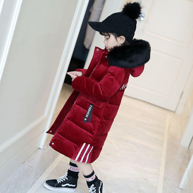 童装女童冬装棉衣2023冬季新款儿童加厚中长款棉袄女孩棉服外套