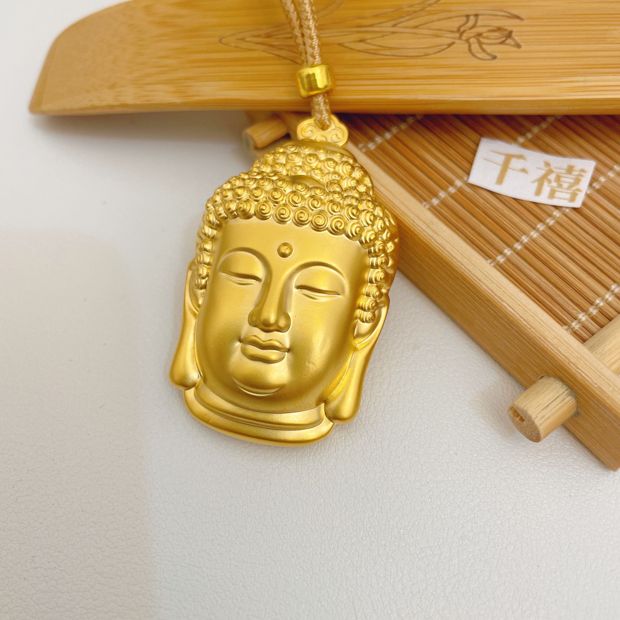 合金吊坠 传承磨砂实心大佛头吊坠 精美手工编织绳