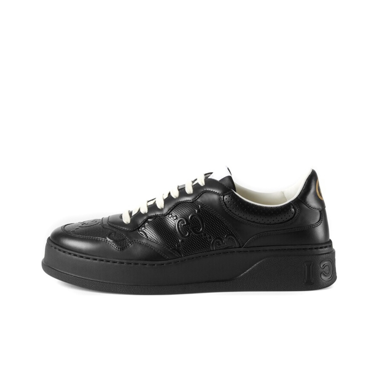 全新未使用 GUCCI/古驰 经典时尚百搭休闲饼干鞋低帮系带男士黑色