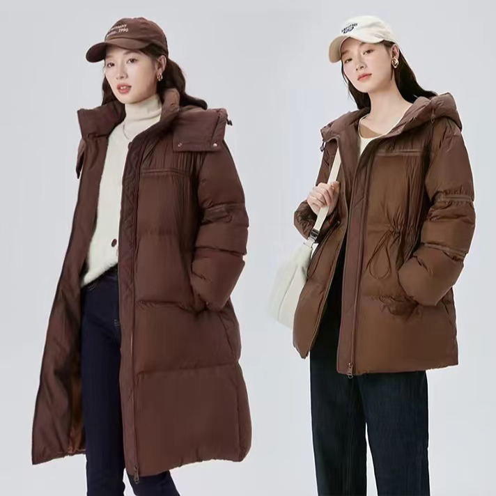 艾莱依气质收腰抽绳鹅绒羽绒服女冬季新款保暖连帽外套1188+1609